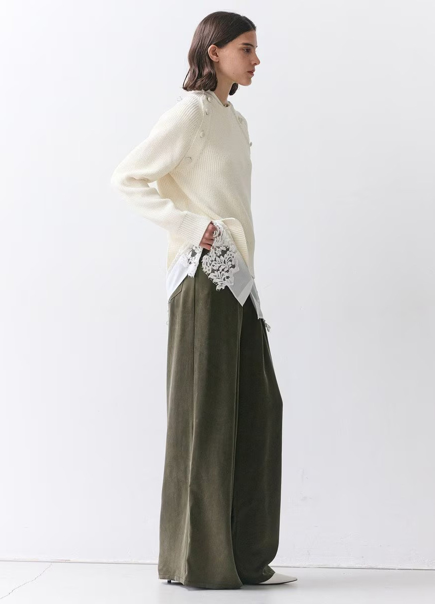 質感打褶高腰寬褲